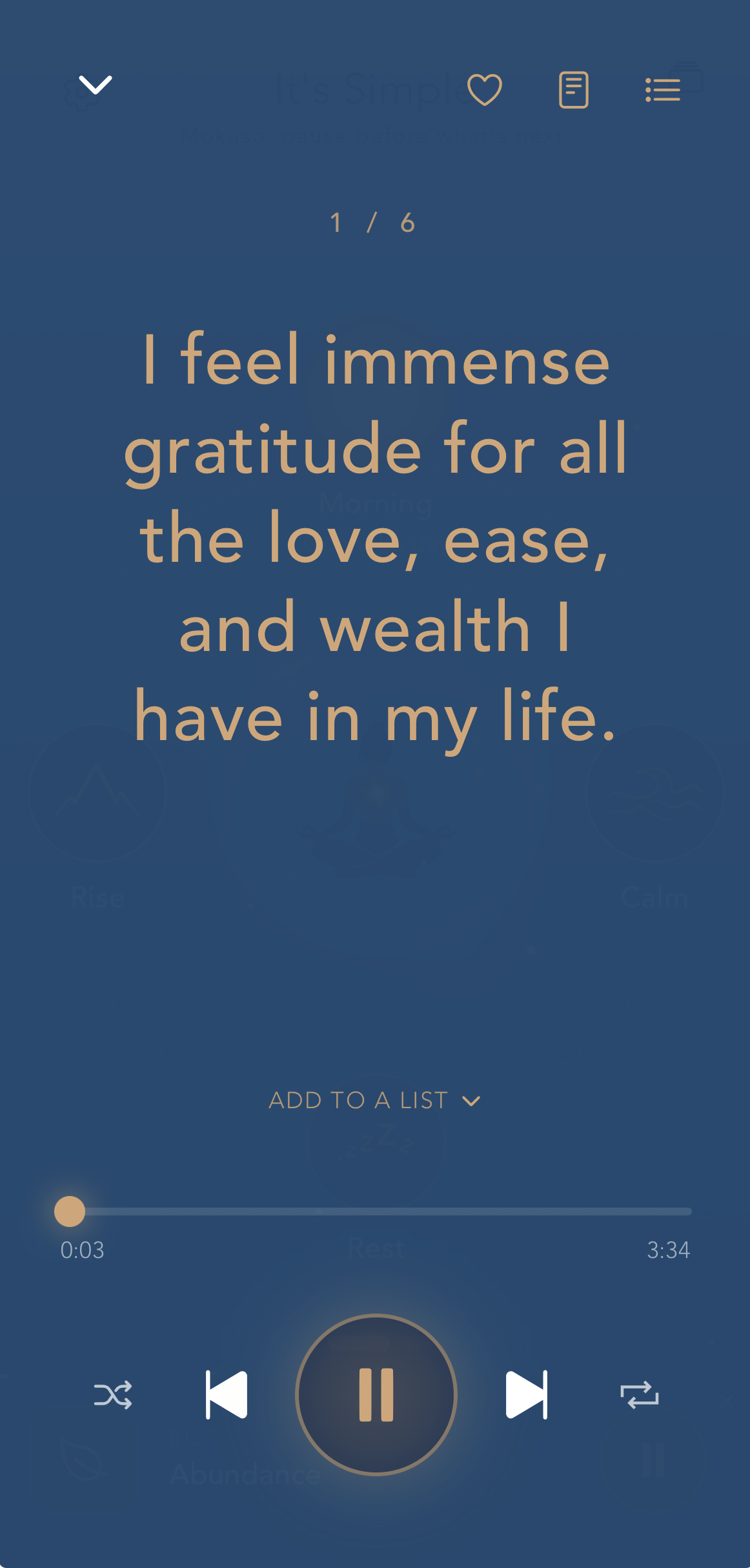 Affirmations screen